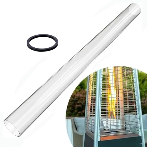Tubo de cristal de cuarzo de repuesto para calentador de patio pirámide de 4 lados, 49.5 pulgadas de alto y 4 pulgadas de diámetro, incluye anillo de neopreno, accesorio duradero para calentador de