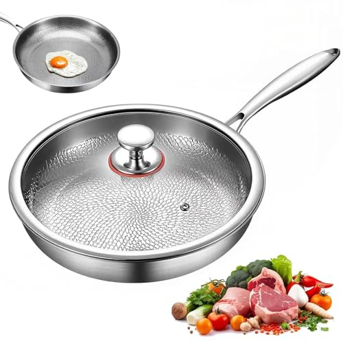 Titanium Hammered Pan Pro with Lid, Titanium Pans for Cooking Non Stick, Frying Pan Cookware (9in)