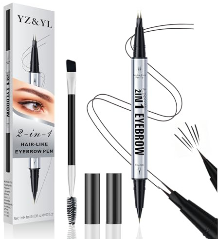 YZ&YL Crayon Sourcil Double Embout Micro-pointe 2 Broches(Marron Noir) | Effet Poil, Imperméable, Résistant à la Transpiration, Résistant aux Taches,Facile à Transporter,Le maquillage tient 24 hrs