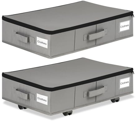Under Bed Storage Box with Lid, Bed Storage Container, Wheeled Dustproof
