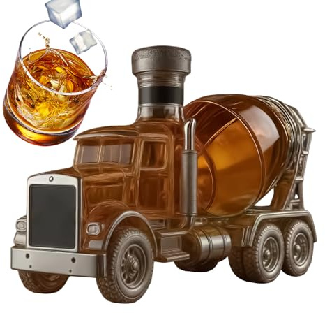 shjxi Bouteilles en Verre pour Whisky,Distributeur d'Alcool en Forme de Camion Malaxeur à Ciment | Carafe pour Alcools - pour Brandy Bourbon Boissons Fête Familiale Noël Mariages Rassemblement