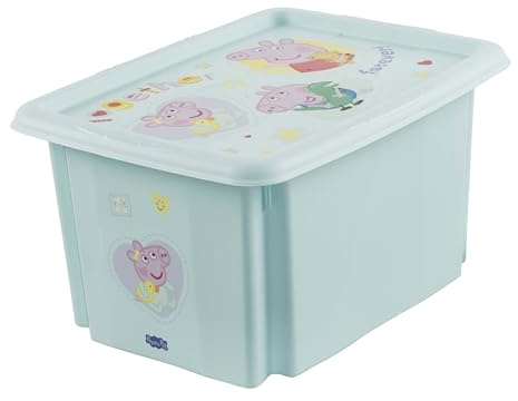keeeper karolina Aufbewahrungsbox mit Deckel, 15 l, Dreh- und stapelbar, Design: Peppa, Für Kinder, Aquamarine