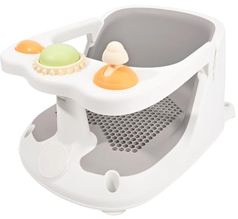 Bebamour Asiento de baño para bebé de 6 meses + bañera antideslizante para bebé con juguete, gris