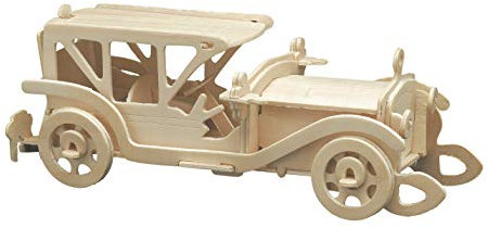 Pebaro 865/3 Holzbausatz Oldtimer III, 3D Puzzle, Modellbausatz, Basteln mit Holz Holzpuzzle,Bastelset, vorgestanzte Holzplatte, inkl. Schmirgelpapier, ausbrechen, zusammenstecken, Geschenkidee