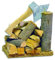 Krippe, Hackstock mit Axt und Holzscheiten, Länge 6cm