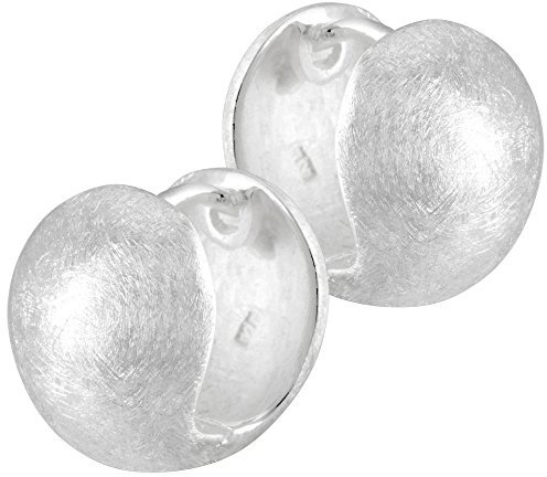 Vinani Klapp-Creolen Kugel groß gebürstet Sterling Silber 925 Ohrringe CKG