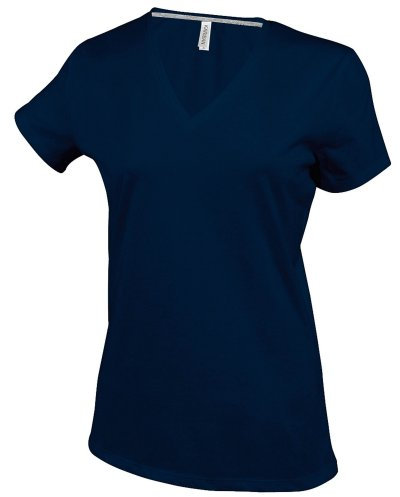 Kariban Womens/Ladies Feminine Fit Short Sleeve V Neck T-Shirt (S) (Navy)