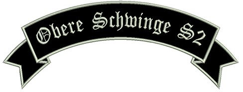 Aufnäher obere Schwinge S2 mit Wunschtext (29 x 10.5cm) - personalisiert