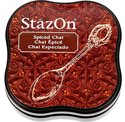 Tsukineko StazOn Spiced Chai Midi Stempelkissen, braun, Synthetic Material, 5.7 x 5.7 x 2.3 cm