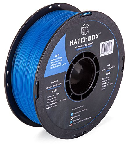 HATCHBOX 1,75 mm transparent blaues ABS-Filament für 3D-Drucker - 1 kg-Spule - Maßgenauigkeit +/- 0,05 mm