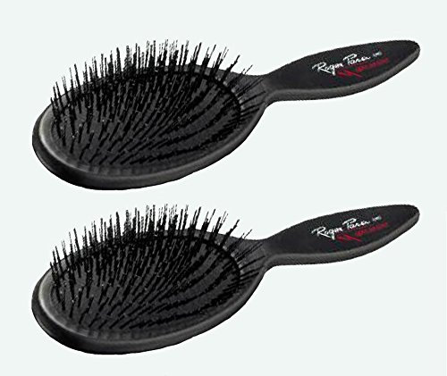 FD Goods LTD Roger Para ovale, antistatische, schwarze 11-reihige Nylonborsten, 2 x pneumatische Massagebürste für alle Haarbesitzer, unisex, 1 Stück