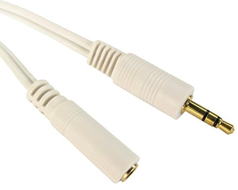 World of Data - 10m 3.5mm Jack Extension Cable - - 24k Gold Plated - Audio - Stereo - Male to Female - White coloured