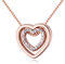 Bungsa Kette Herz in Herz für Damen 45cm Rosegold Farben - Offener Anhänger mit strahlendem klaren Strass Besetzt - Damenkette Halskette Steinchen - Necklace redgold Crystals Liebe Love Amore