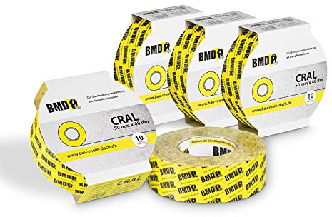 BMD cral Klebeband | 5 Rollen | 50mm x 40m |für Dampfsperren & Dampfbremsen | gemäß DIN EN 4108 Teil 11 und ENEV | Profi Qualität Made in Germany