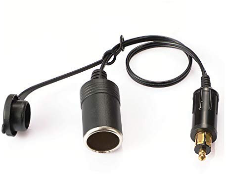 iMESTOU Europäischer DIN Stecker Buchse Zigarettenanzünder Adapter 12 V-24 V mit Wasserdichter Abdeckung (1 Satz)