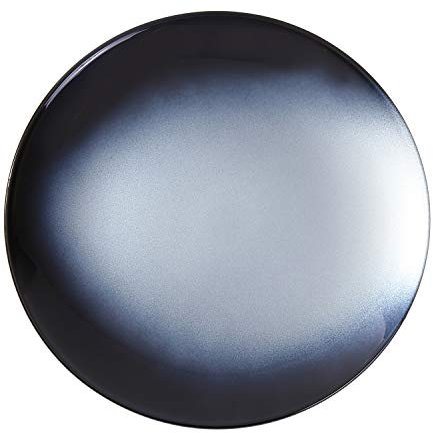 Syosaku Japanese Urushi Glass Flat Dinner Plate Φ11-inch Gradation Black, Dishwasher Safe