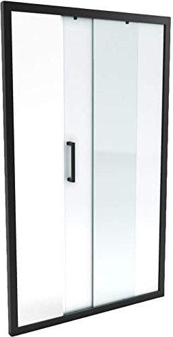Porte de douche coulissante 120x200 cm - Verre transparent - Profilé Noir - CRUSH
