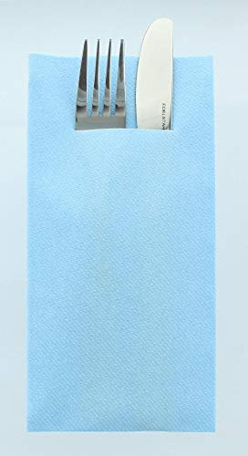 Mank Airlaid Besteckservietten Uni | 40 x 40 cm | 1/8-Falz | Premium Einweg-Serviette | saugstark | Basic | 75 Stück (Hellblau)