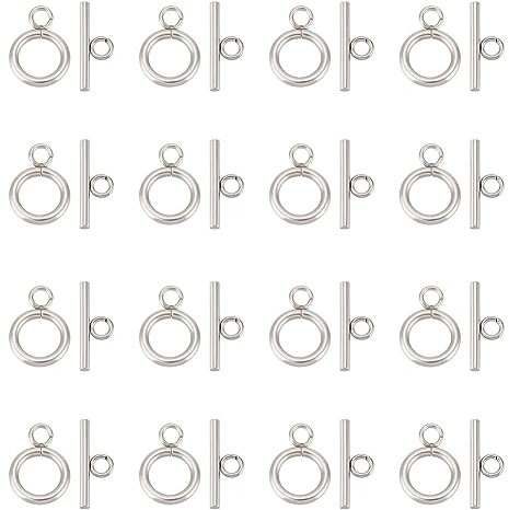 UNICRAFTALE 20 Sets 304 Stainless Steel Bar and Ring Toggle Clasps Jewelry Components End Clasps Toggle Clasps Connectors for Bracelet Necklace Jewelry Making