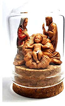 Vous recevrez 1 pièce de crèche complète en cloche miniature en verre de 5 cm de diamètre et 3,5 cm de diamètre base en liège avec nativité en plastique de 3,5 cm Marie juseppe gesu figurine crèche