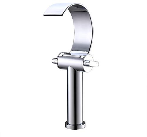 Wasserfall Wasserhahn Bad - Waschtischarmatur, Modern Messing Verchromter Hoch Mischbatterie, Kaltes Und Heißes Wasser Vorhanden, Geeignet Für Badezimmer Und Waschbecken, Zweigriff -Waschtischbatterie