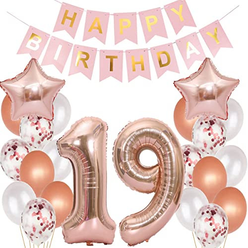 Luftballons 19. Geburtstag Dekoration Rosegold für Mädchen - 19 Jahre Geburtstagsdeko (19)