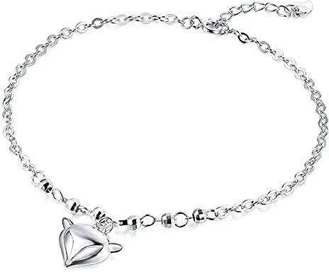 Belons Damen Fußkettchen Fuchs 925 Sterling Silber Fußkette Mädchen Verstellbare Armkette Fuchs Charm Knöchel Armband