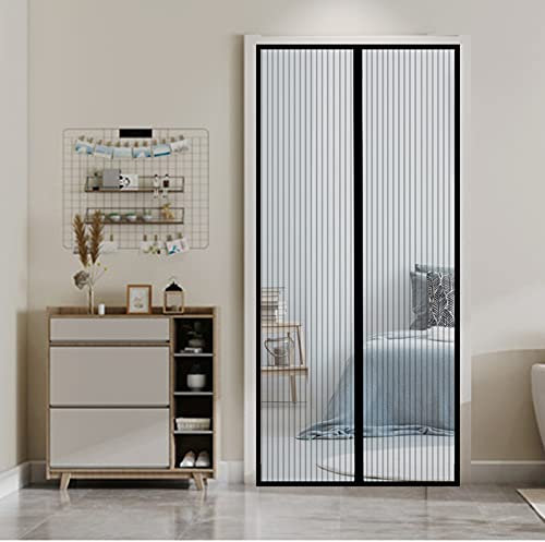 KOUDU Zanzariera Magnetica per Porte 110x220cm Zanzariera Porta Finestra Rete Punch Gratuito per Porta Ingresso del Balcone, Nero A