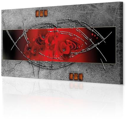 decomonkey Bilder Abstrakt Blumen 120x40 cm 1 Teilig Leinwandbilder Bild auf Leinwand Vlies Wandbild Kunstdruck Wanddeko Wand Wohnzimmer Wanddekoration Deko Mohnblumen