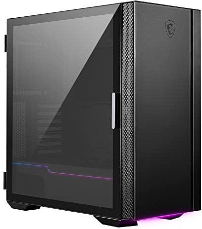 MSI MPG Quietude 100S Boîtier PC Mi-Tour, Verre Trempé, Insonorisation, Carte Mère E-ATX, Capacité pour 2X Radiateurs 360mm, Support GPU, Smart I/O, Ventilateur Silent Gale P12, ARGB Mystic Light Noir