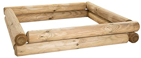 BooGardi Sandkasten Bausatz · 60 Größen 90-190cm · Höhe 20-40cm · 150x150cm Höhe 40cm · KDI Palisaden · Sandkiste Holz · massives Vollholz