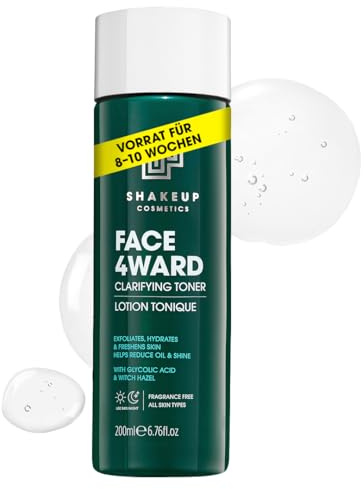 Shakeup Cosmetics - Klärender Toner für Männer, Gesichtswasser, verengt die Poren, erfrischt die Haut, mit Glykolsäure, beruhigend, reduziert Öl und Glanz, vegane Hautpflege, 200ml