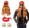 Aomig Rocker Schwermetall Punker Kostüm Zubehör, Punk Gothic Rocker Kit mit Perücke Bandanas Nylon Wig Cap, Disco Rockstar Locken Perücke, 70er 80er 90er Jahre Jahre Accessoires für Männer Frauen