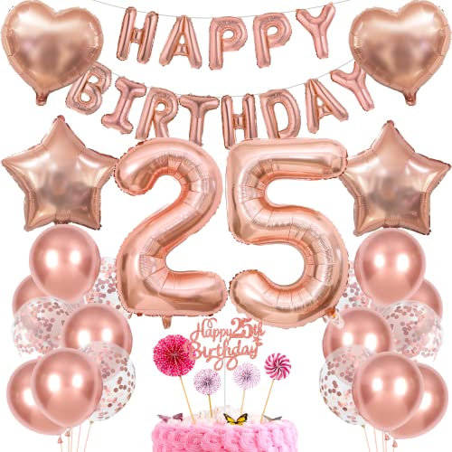 Deko 25. Geburtstag Frauen Tortendeko 25 Geburtstag Frauen Deko Geschenk für 25. Geburtstag Frauen Rosegold Geburtstag 25 Frauen 25 jahre Geburtstag deko Ballon 25 Geburtstag 25 jahre Frauen