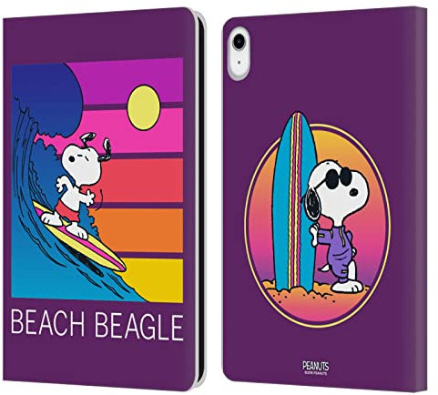 Head Case Designs Licenza Ufficiale Peanuts Beagle Spiaggia Snoopy Aloha Disco Custodia Cover in Pelle a Portagoglio Compatibile con Apple iPad 10.9 (2022)