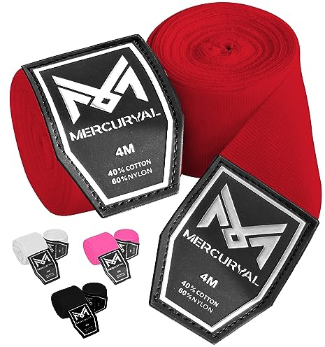 MERCURYAL Premium 4m Boxbandagen mit Daumenschlaufe - Bandagen Boxen - Boxbandagen Herren - Box Bandagen - Boxing Wraps - Boxbandage Hand für Boxen Kickboxen,MMA Boxen Muay Thai