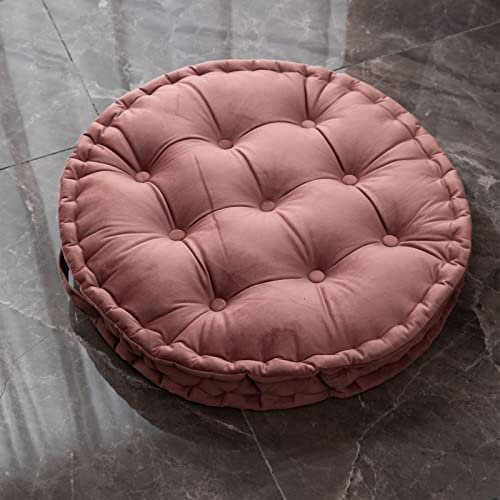 TAGKOMA Rundes Bodenkissen Einfarbig Niederländischer Samt Großes Bodenkissen Für Erwachsene Wohnzimmer Schlafzimmer Klassenzimmer Outdoor Yoga Meditation Großes Bodenkissen Rosa 60cm