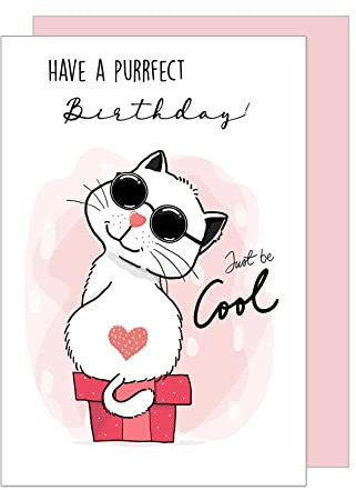 Edition Seidel Premium Geburtstagskarte mit Umschlag. Glückwunschkarte Billet purrfect Happy Birthday Humor Lustig cool Frau Mädchen Teenager Kids Katze Herz (G3458 SW023)