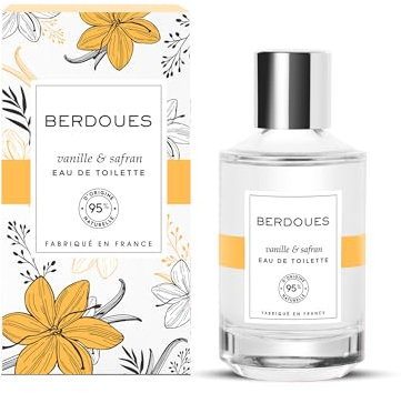 BERDOUES Eau de Toilette Vanille Safran, Sensuelle et addictive, Made in France, Vegan, Sans colorant, Parfum femme Vanille, flacon, 100ml