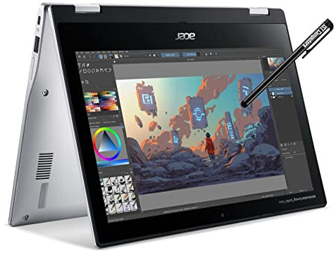 ACER Spin 311 3H 11.6'' 2-in-1 Touchscreen Chromebook (8-Core MediaTek MT8183C, 64GB eMMC, 4GB RAM, Stylus) Flip Convertible Laptop, 15-Hr Battery Life, IST Pen, Webcam, Chrome OS, Pure Silver
