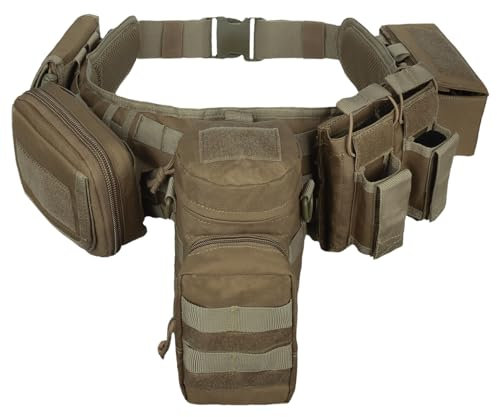 YAKEDA 5 in 1 taktische Duty gepolsterte Gürtel für Law Enforcement Modular Heavy Equipment Police Duty Utility Gürtel mit Taschen (Tan) Schwarz