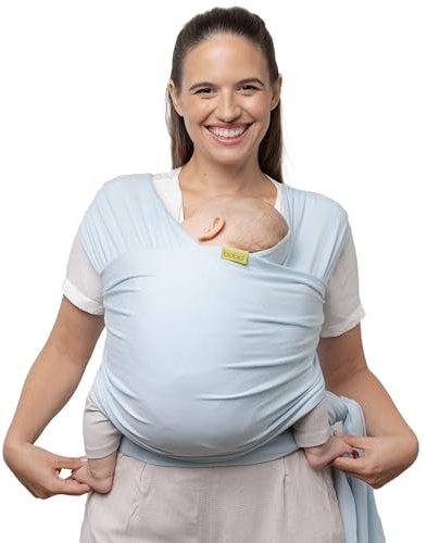 Boba Baby Tragetuch Neugeborene - Elastisches Babytragetuch und Stilltuch für Unterwegs - Einfach zu binden - Babytrage Neugeborene ab Geburt bis 16kg (Serenity Light Blue)