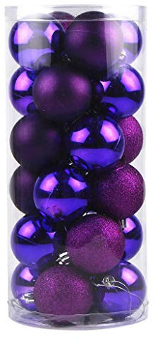 Weihnachtskugeln zum Aufhängen Mehrfarbig Xmas Party Tree Decorations Kugeln Decor Hanging Christmas 24Pcs Ornament Balls Home Decor Heizpils Edelstahl Weihnachtsbaum Deko & (Purple, One Size)