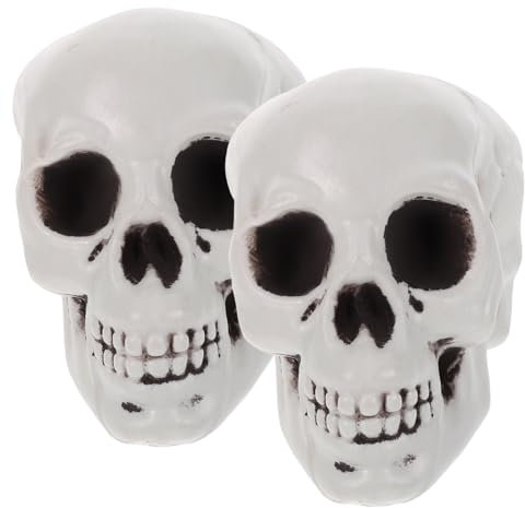 HOMSFOU 4 Stück Halloween-schädelköpfe Statue Schädel Skelett Halloween-schädel-zubehör Halloween-streich-Requisite -Miniatur Gruseliges Tuch Halloween Puppe Esstisch Kopf Formen