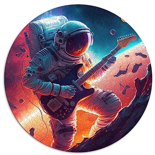 Puzzle für Erwachsene und Kinder1000 Teile Astronaut spielt Gitarre, kugelförmiges Puzzle aus Pappe, 67,5 x 67,5 cm
