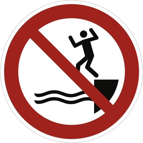 Dreifke® Alu-Schild In das Wasser springen verboten, Ø40cm, 1 Stück, Gebotszeichen (P061) gem. ISO 7010