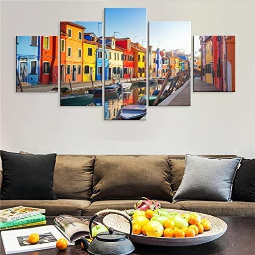 Leinwand Wandkunst Bild 5 Stück Venedig Wasserlandschaft (L/Mit Rahmen 150 X 80 Cm) Leinwanddrucke Kunstdrucke Dekoration Kunstwerk Moderne Bilder Für Home Dekorationen Wohnzimmer Kinderzi -0N0P/V8M
