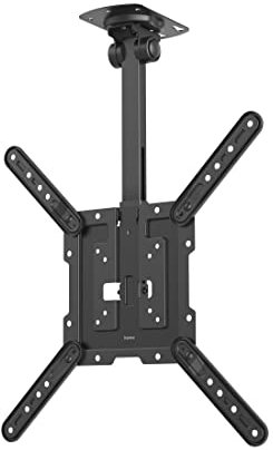 Hama TV Deckenhalterung, schwenkbar, höhenverstellbar (auch für Dachschrägen, TV Halterung 32-65 Zoll, VESA 75x75 bis VESA 400x400, bis 40kg, mit Fischer-Dübeln) schwarz