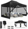 COBIZI Gazebo 3x4,5 Pieghevole Impermeabile,Gazebo Esterno Resistente con Zanzariera Parete Laterale,Tende per Gazebo,Tendone Padiglione Pop Up per Feste Campeggio con Borsa(3 per 4,5m Nero)
