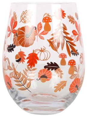 Something Different Wholesale Verre rustique sans pied d'automne : esprit saisonnier avec motif feuille et citrouille – Parfait pour les cocktails sur le thème de l'automne – Améliorez votre table
